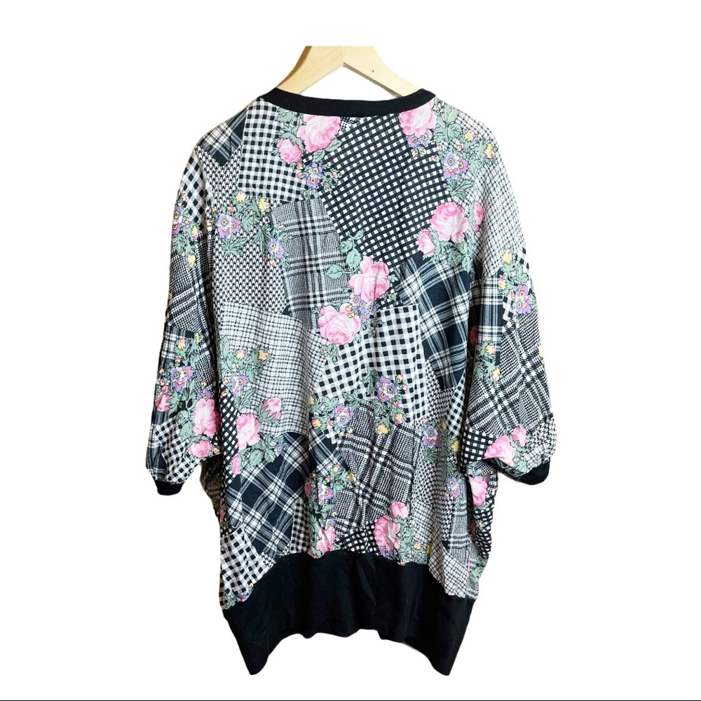 Vintage 90s Oversized Plaid Patchwork Floral Butt… - image 5